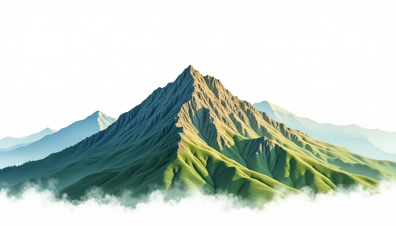 Mount Loma — 1,945m — Sierra Leone — watercolor illustration