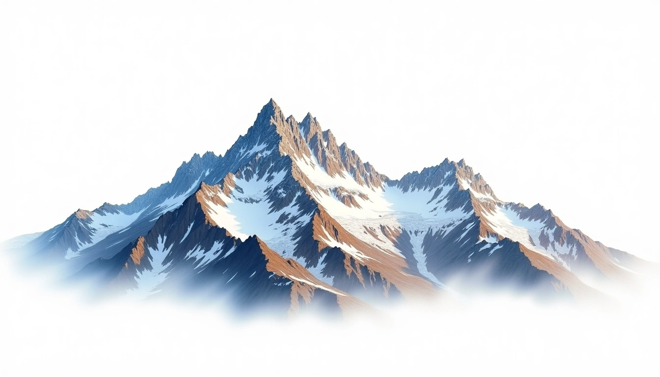 Mount Long Gables — 4,551m — Antarctica — watercolor illustration