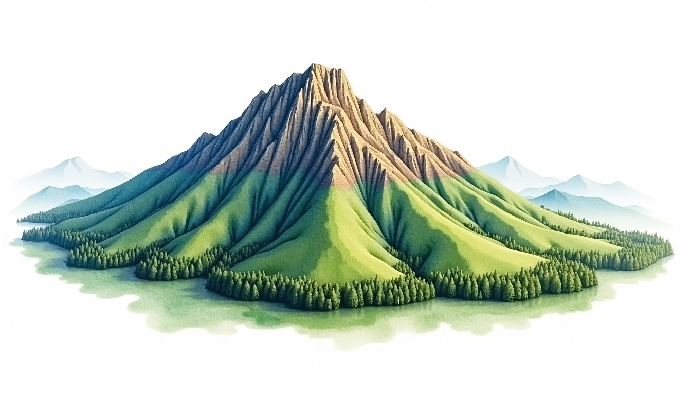Mount Longido — 2,629m — Tanzania — watercolor illustration