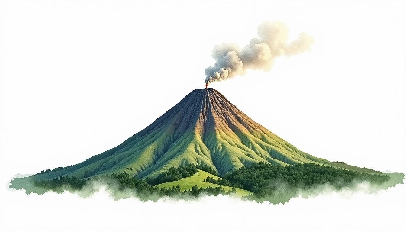 Mount Longonot — 2,776m — Kenya — watercolor illustration