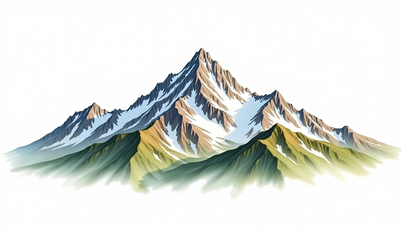 Mount Lougheed — 3,105m — Canada — watercolor illustration
