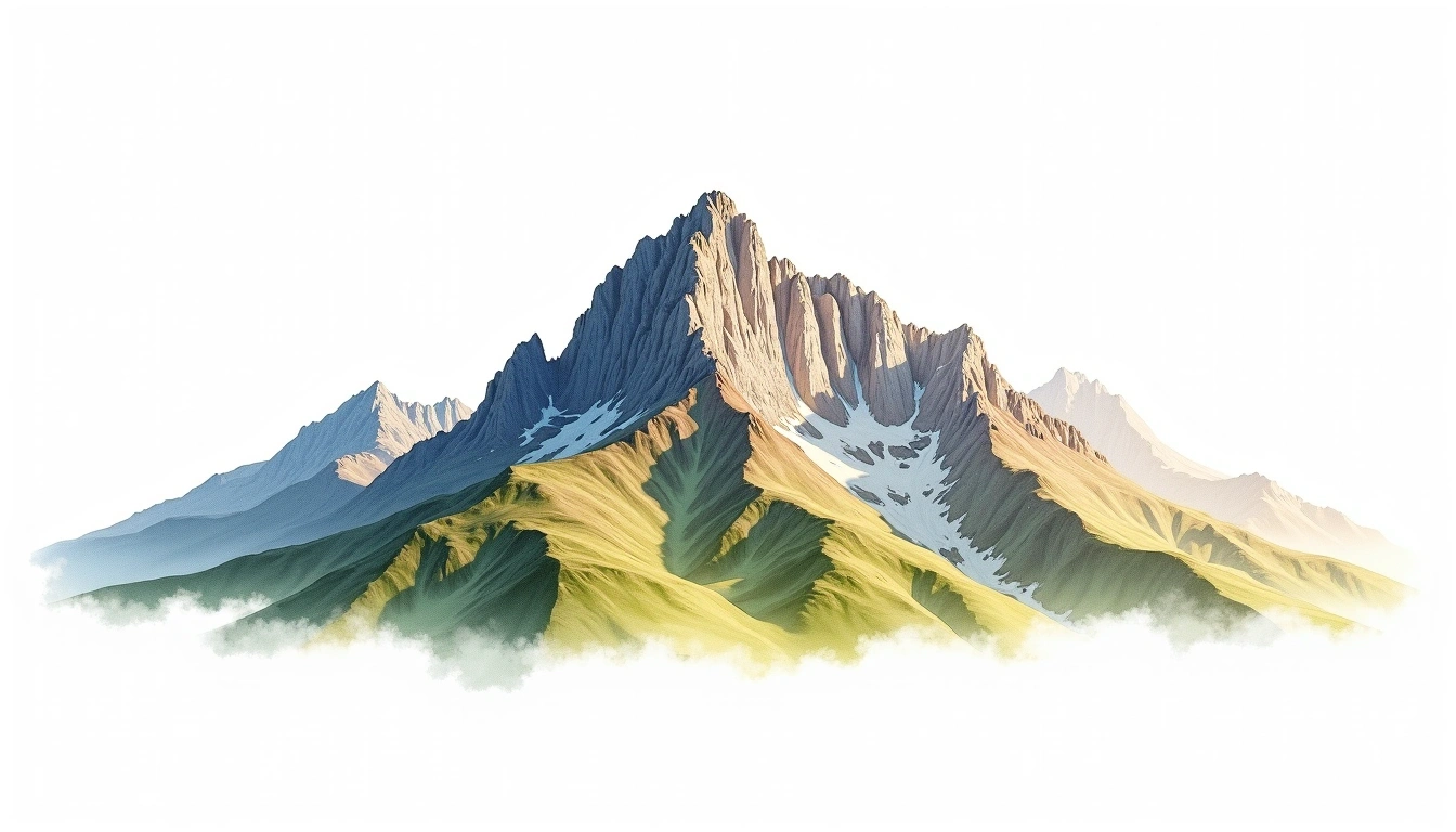 Mount Luigi di Savoia — 4,627m — Uganda — watercolor illustration
