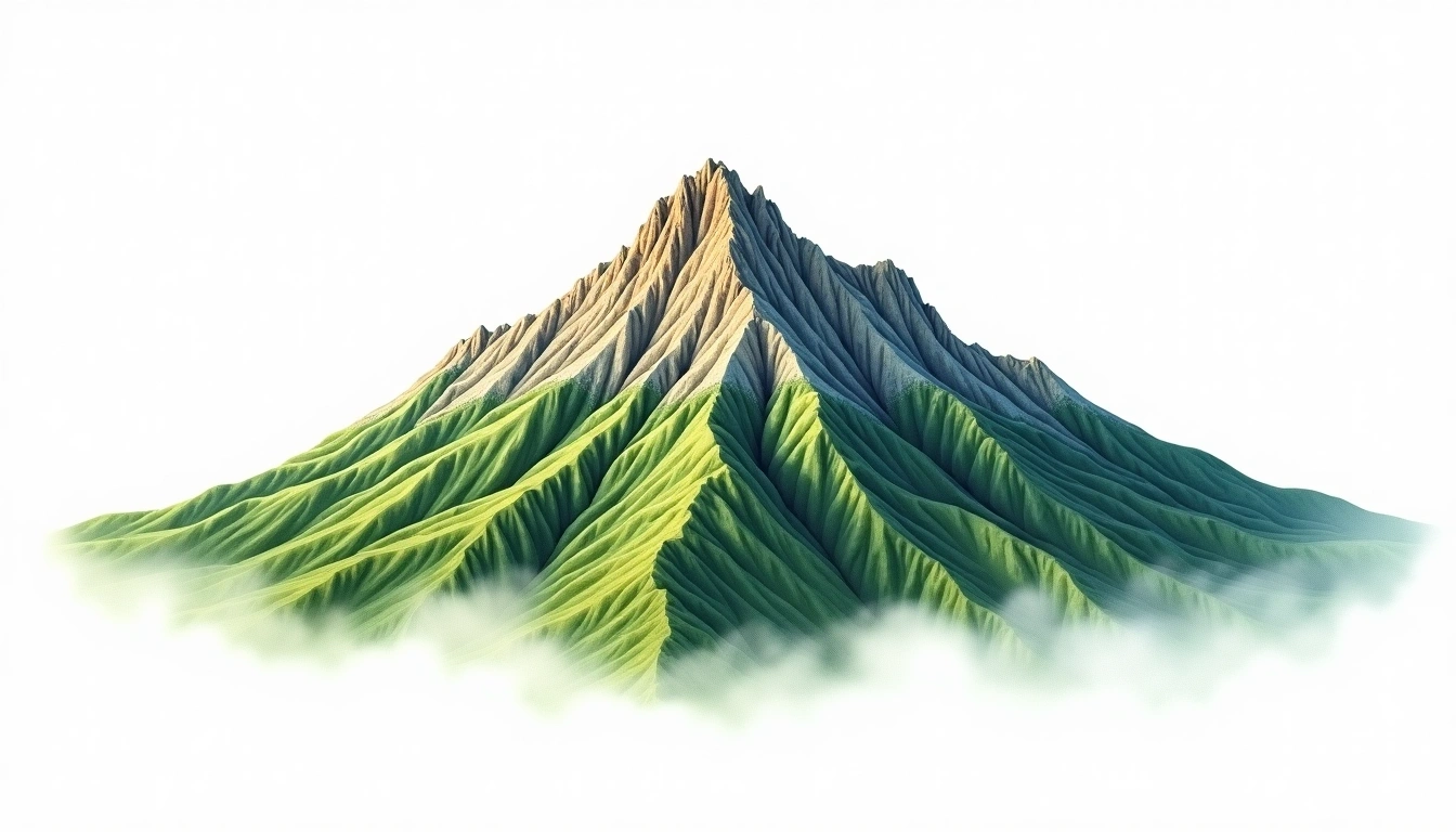Mount Mabu — 1,711m — Mozambique — watercolor illustration