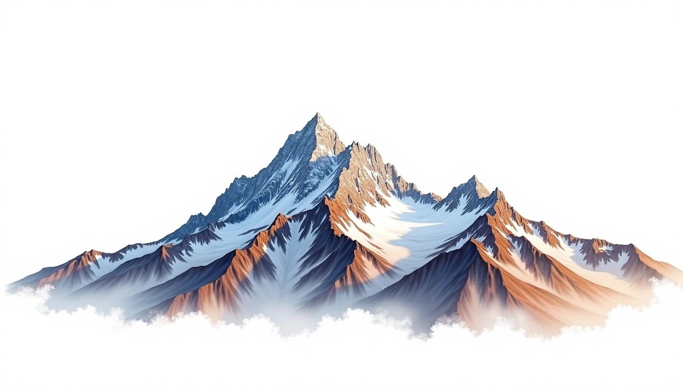 Mount Mackellar — 3,720m — Antarctica — watercolor illustration
