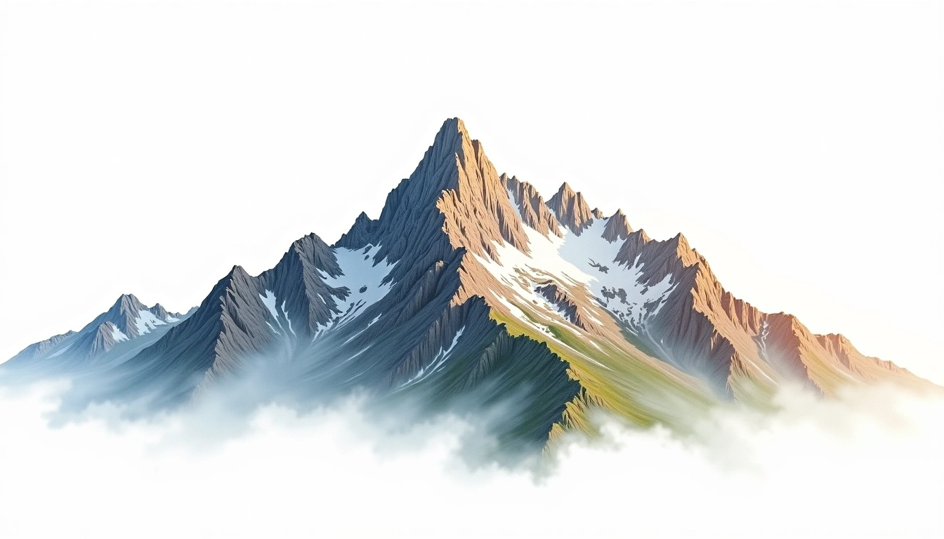 Mount Malte Brun — 3,198m — New Zealand — watercolor illustration