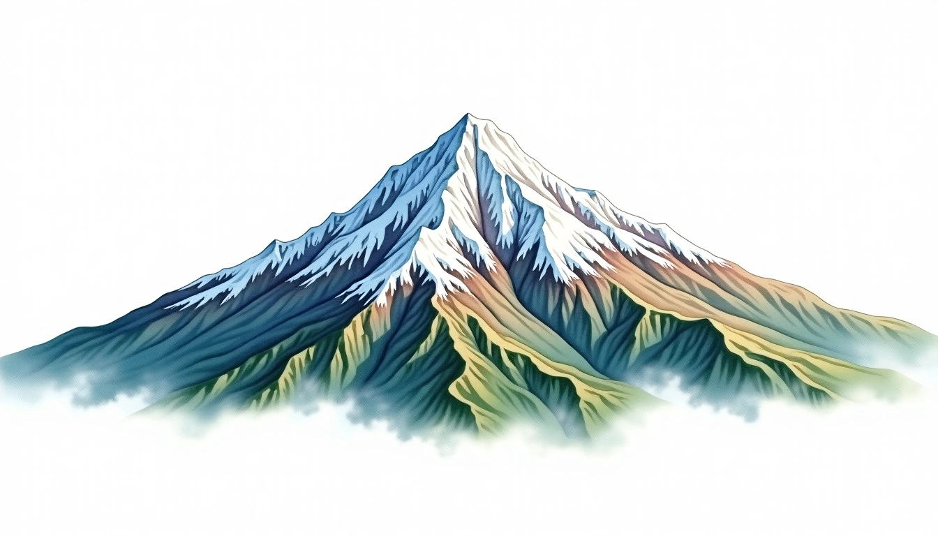 Mount Manaraga — 1,662m — Russia — watercolor illustration