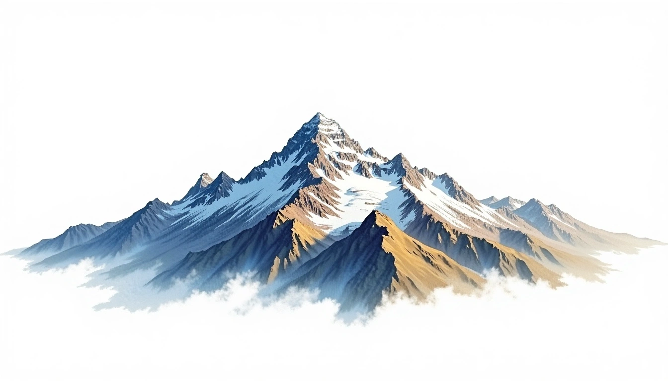 Mount Markham — 4,351m — Antarctica — watercolor illustration