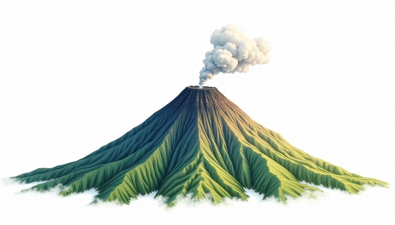 Mount Mayon — 2,462m — Philippines — watercolor illustration