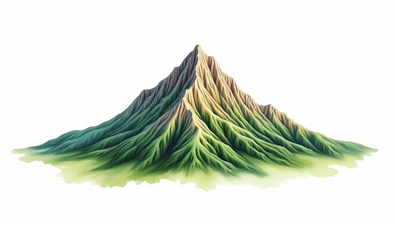 Mount Mbizi — 2,230m — Tanzania — watercolor illustration