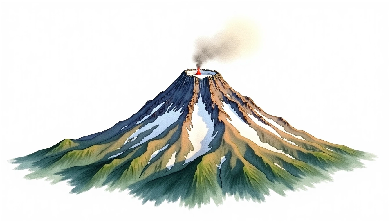 Mount McLoughlin — 2,894m — United States — watercolor illustration