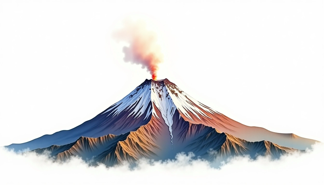 Mount Melbourne — 2,732m — Antarctica — watercolor illustration