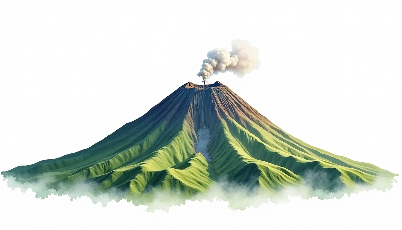 Mount Merbabu — 3,145m — Indonesia — watercolor illustration