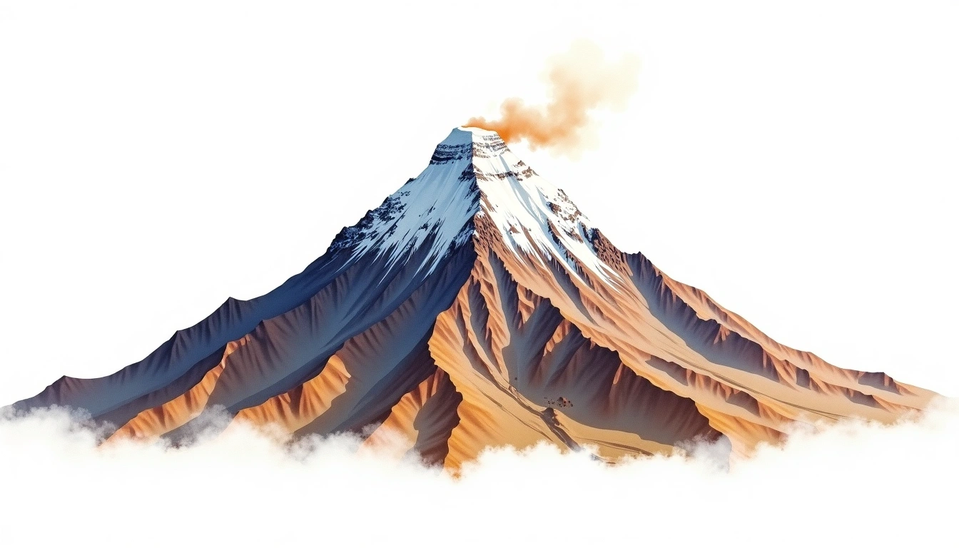 Mount Meru — 4,566m — Tanzania — watercolor illustration