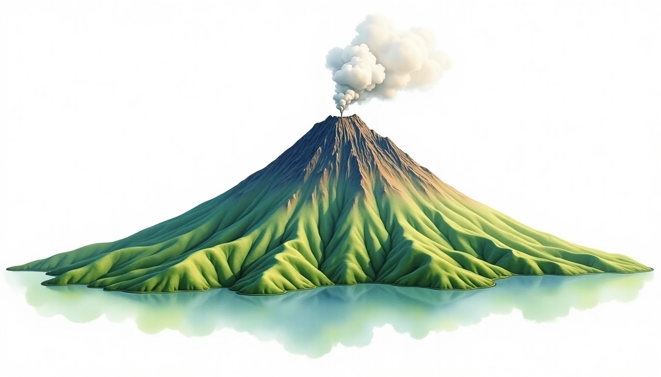Mount Mikeno — 4,437m — DR Congo — watercolor illustration