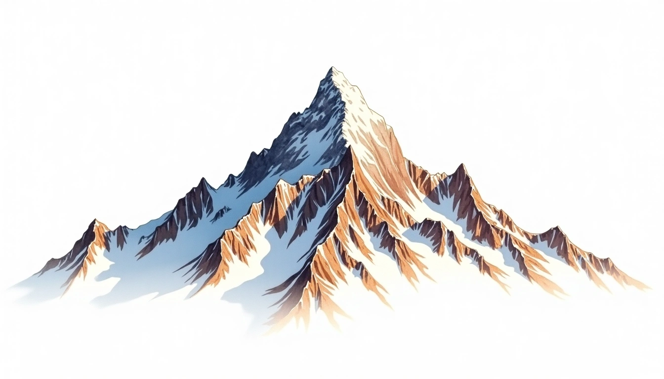 Mount Moran — 3,842m — United States — watercolor illustration