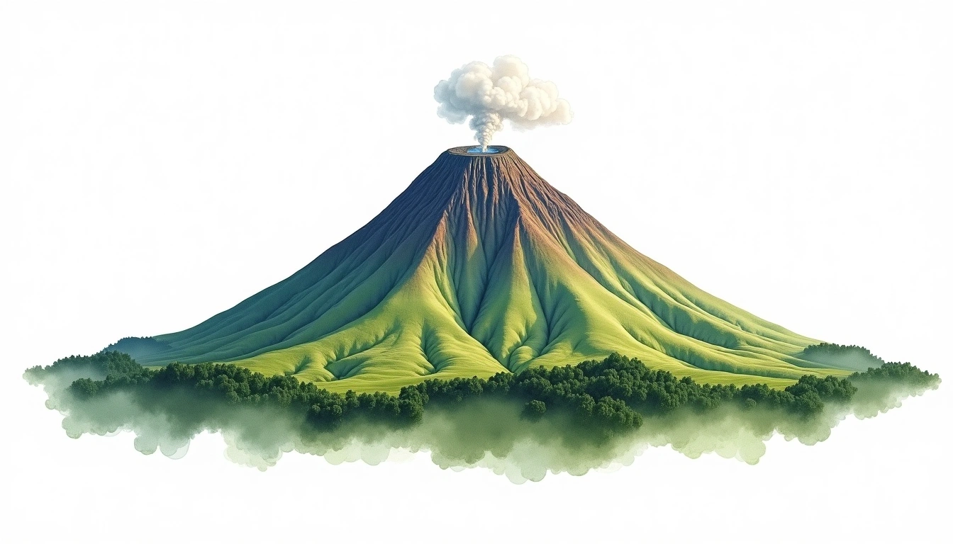Mount Muhabura — 4,127m — Uganda — watercolor illustration