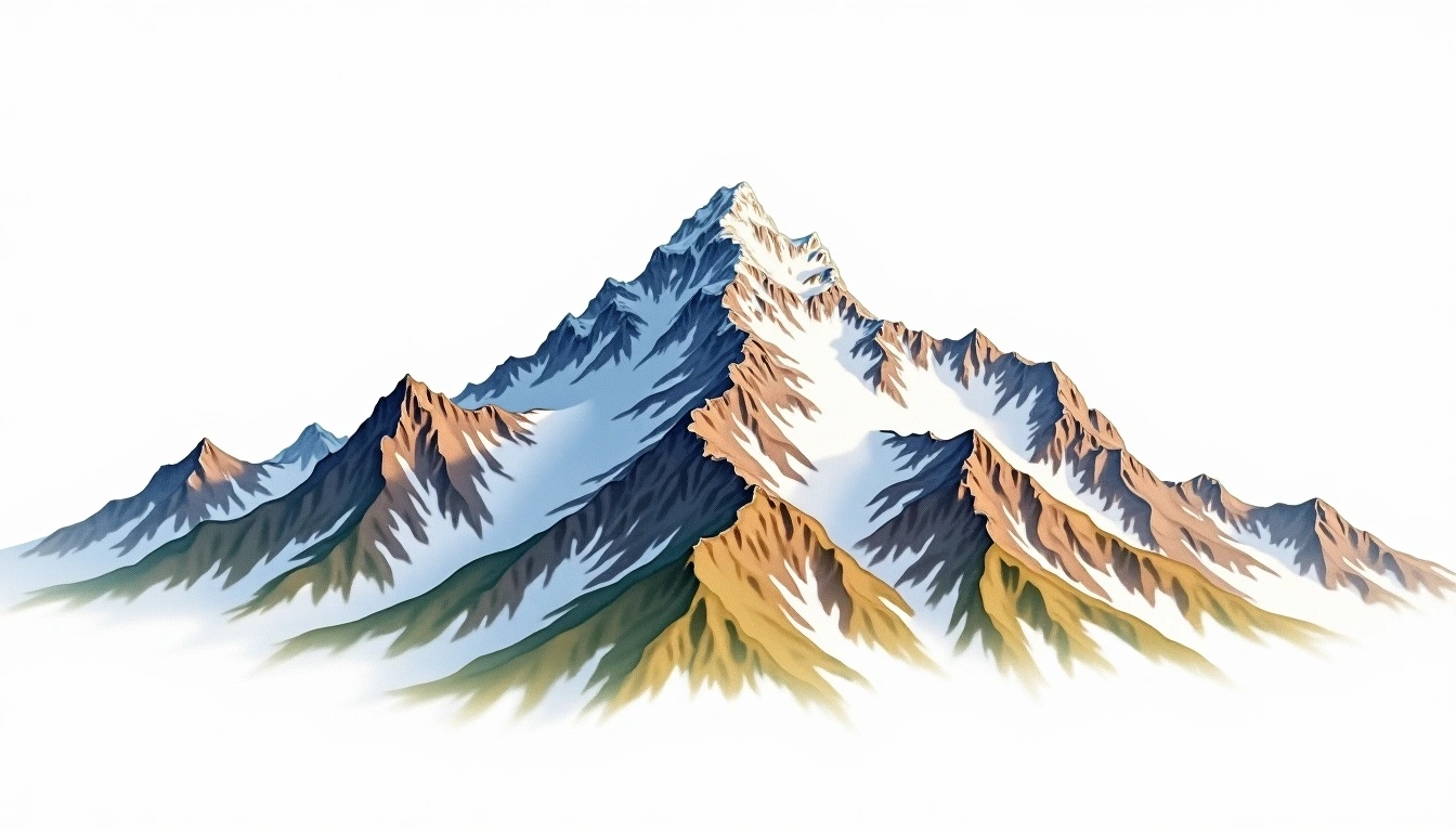 Mount Munday — 3,399m — Canada — watercolor illustration