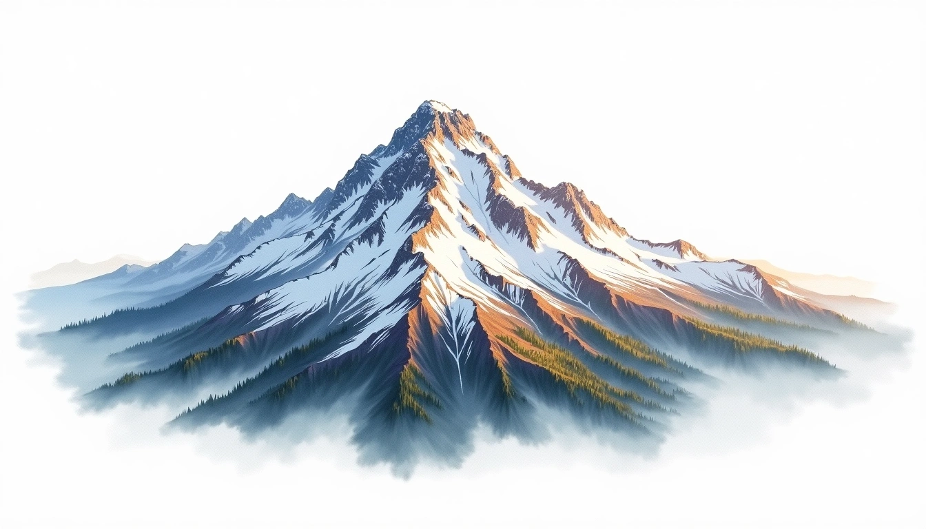 Mount Narodnaya — 1,895m — Russia — watercolor illustration