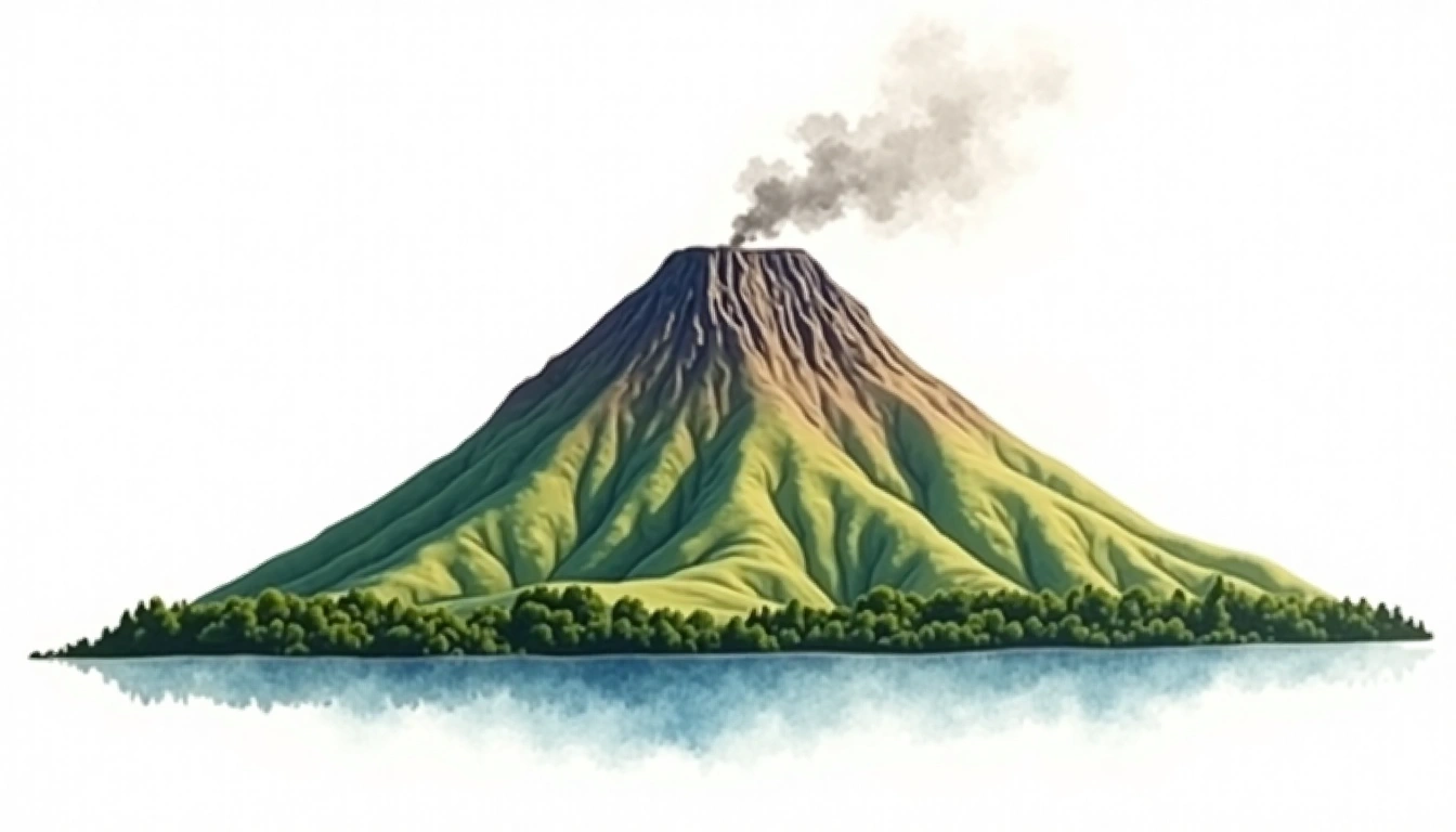 Mount Ngauruhoe — 2,291m — New Zealand — watercolor illustration