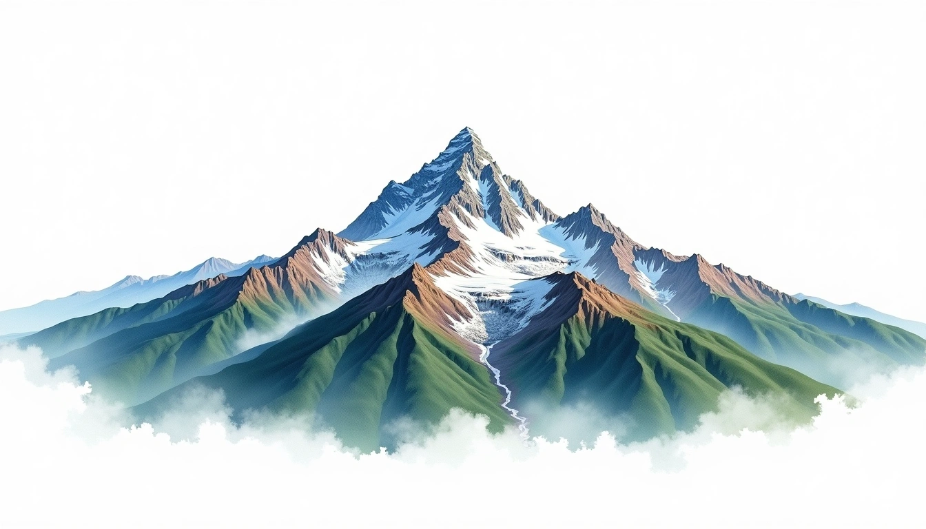 Mount Nirvana — 2,773m — Canada — watercolor illustration