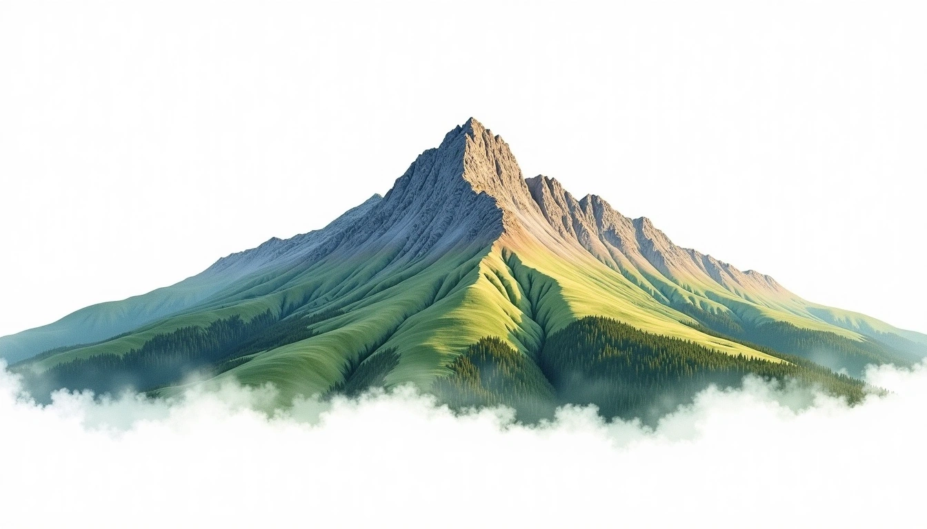 Mount Kosciuszko North — 2,131m — Australia — watercolor illustration