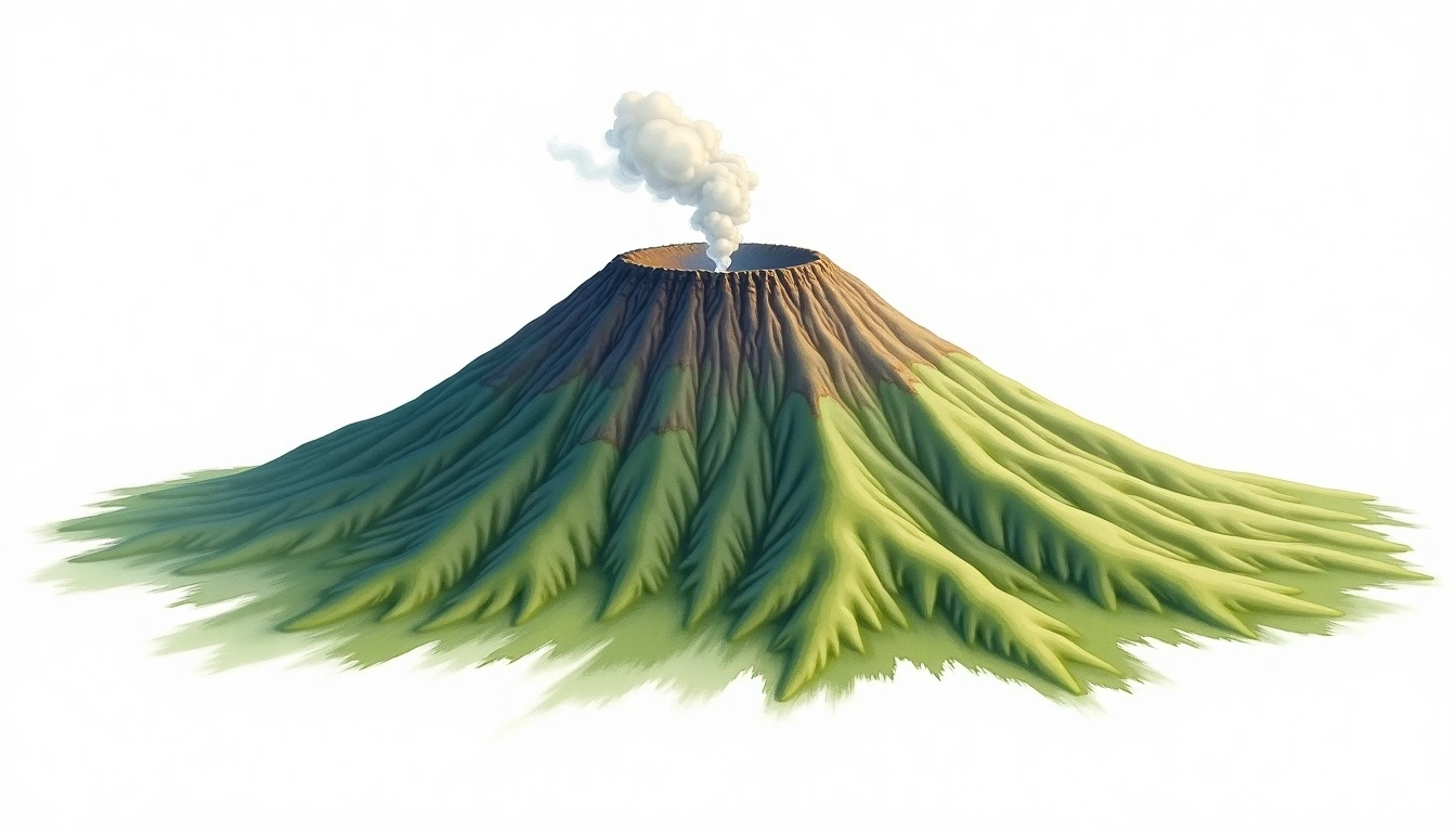 Mount Nyamuragira — 3,058m — DR Congo — watercolor illustration