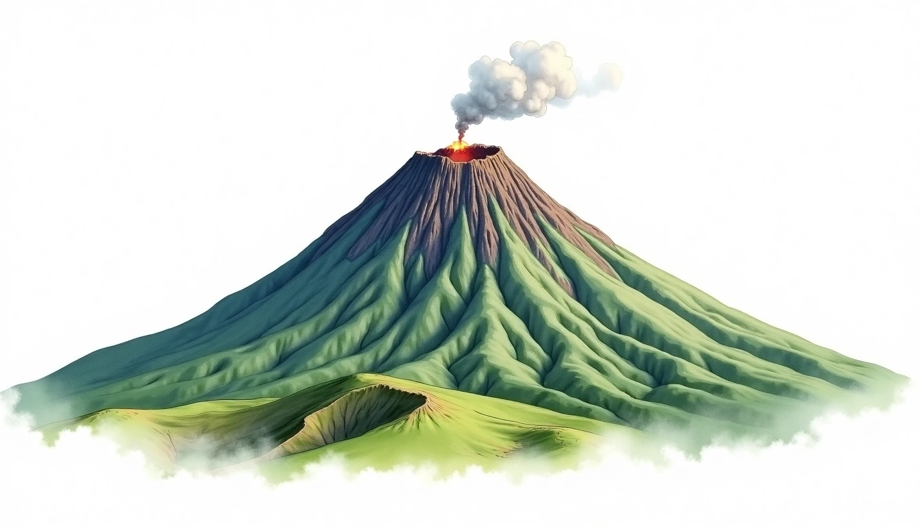 Mount Nyiragongo — 3,470m — DR Congo — watercolor illustration