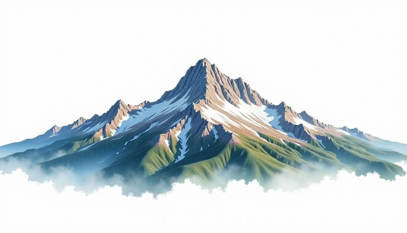Mount Olympus Mytikas — 2,918m — Greece — watercolor illustration