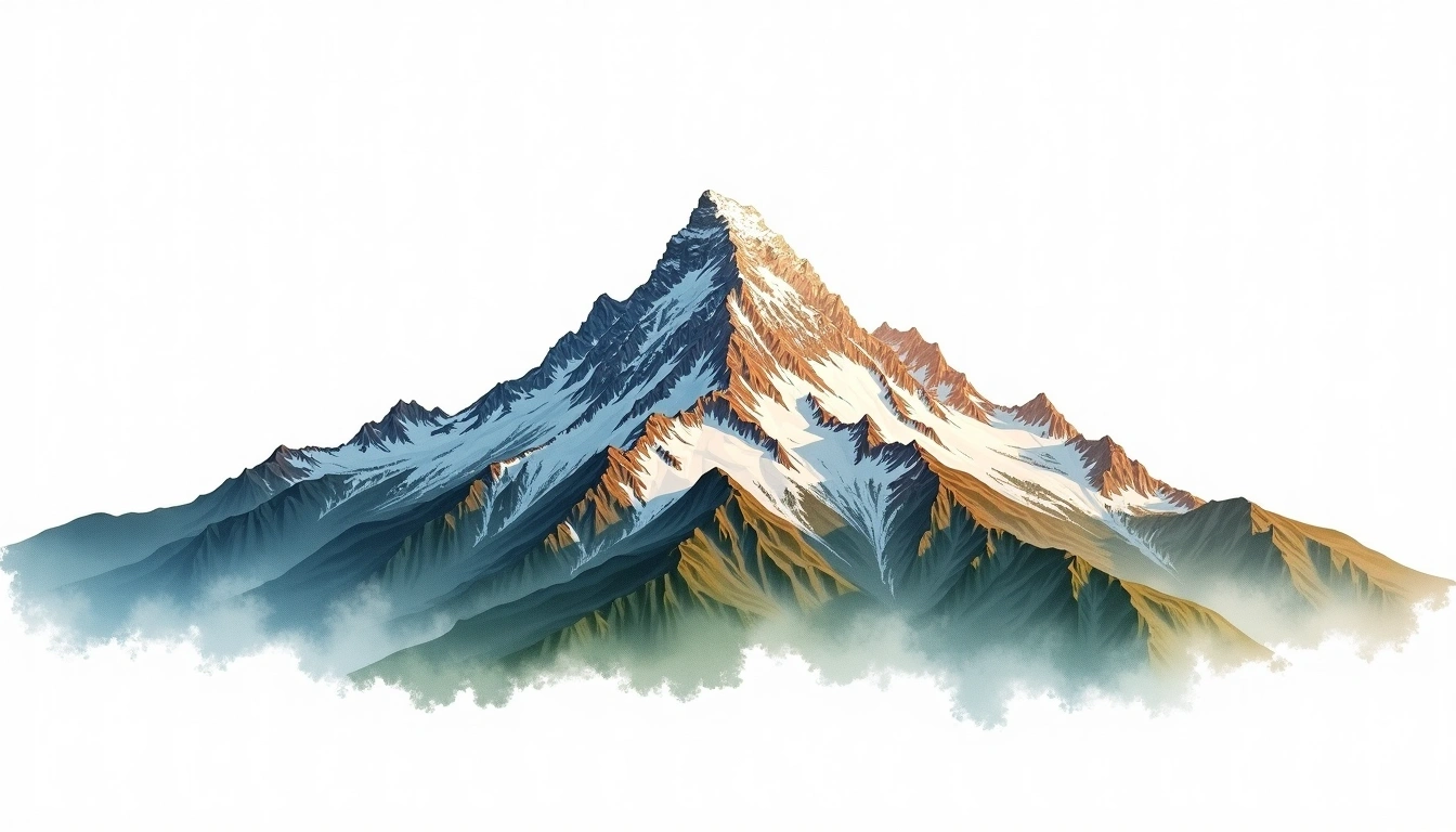 Mount Olympus — 2,917m — Greece — watercolor illustration