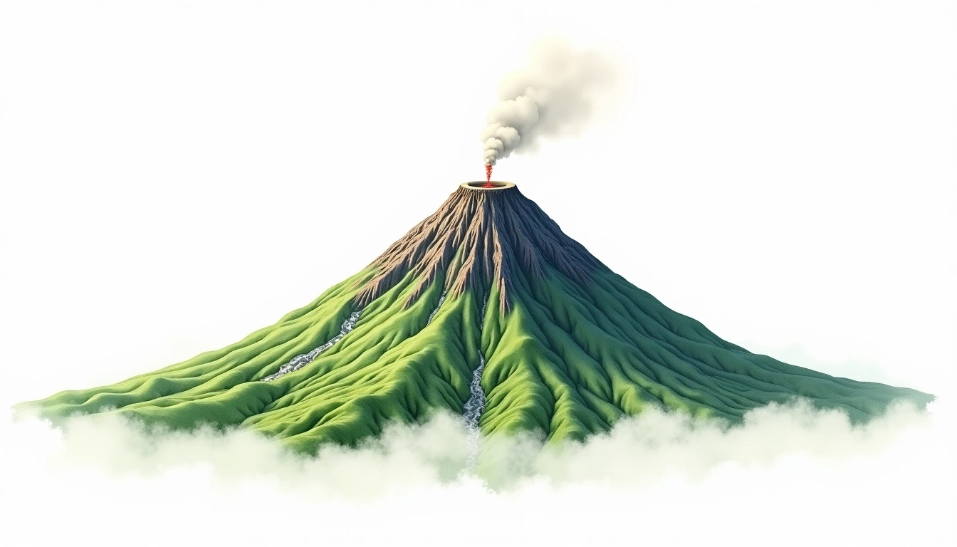 Mount Ontake — 3,067m — Japan — watercolor illustration