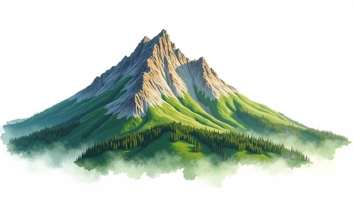 Mount Ossa — 1,617m — Australia — watercolor illustration