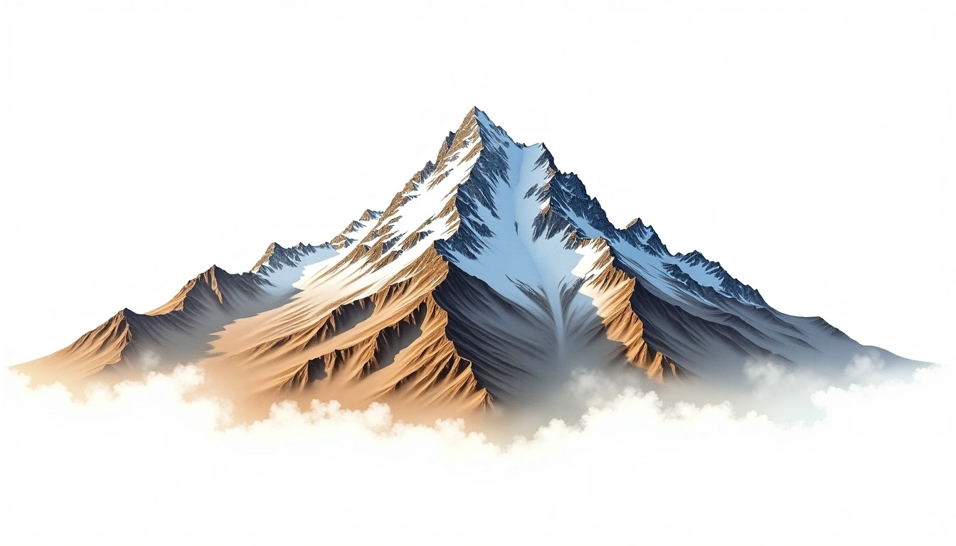 Mount Ostenso — 4,082m — Antarctica — watercolor illustration