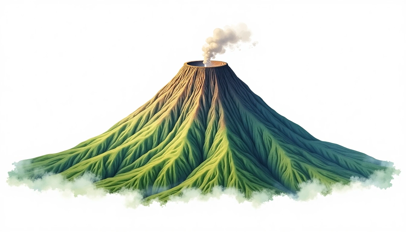 Mount Papandayan — 2,665m — Indonesia — watercolor illustration