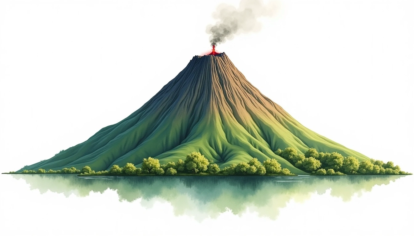 Mount Prahu — 2,565m — Indonesia — watercolor illustration