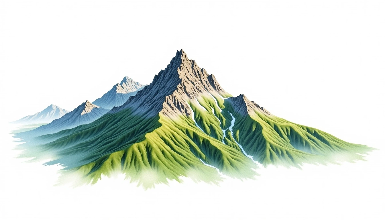 Mount Rantemario — 3,440m — Indonesia — watercolor illustration