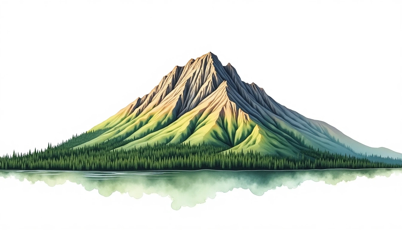Mount Redoubt (WA) — 2,659m — United States — watercolor illustration