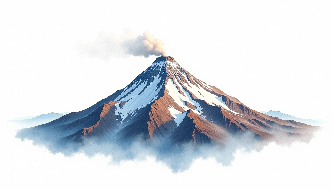 Mount Redoubt — 3,108m — United States — watercolor illustration