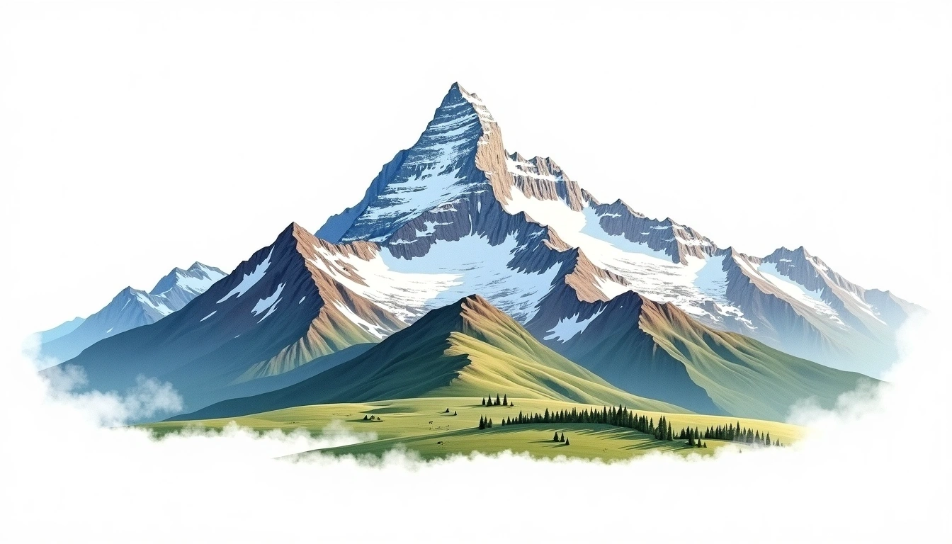 Mount Robson — 3,954m — Canada — watercolor illustration