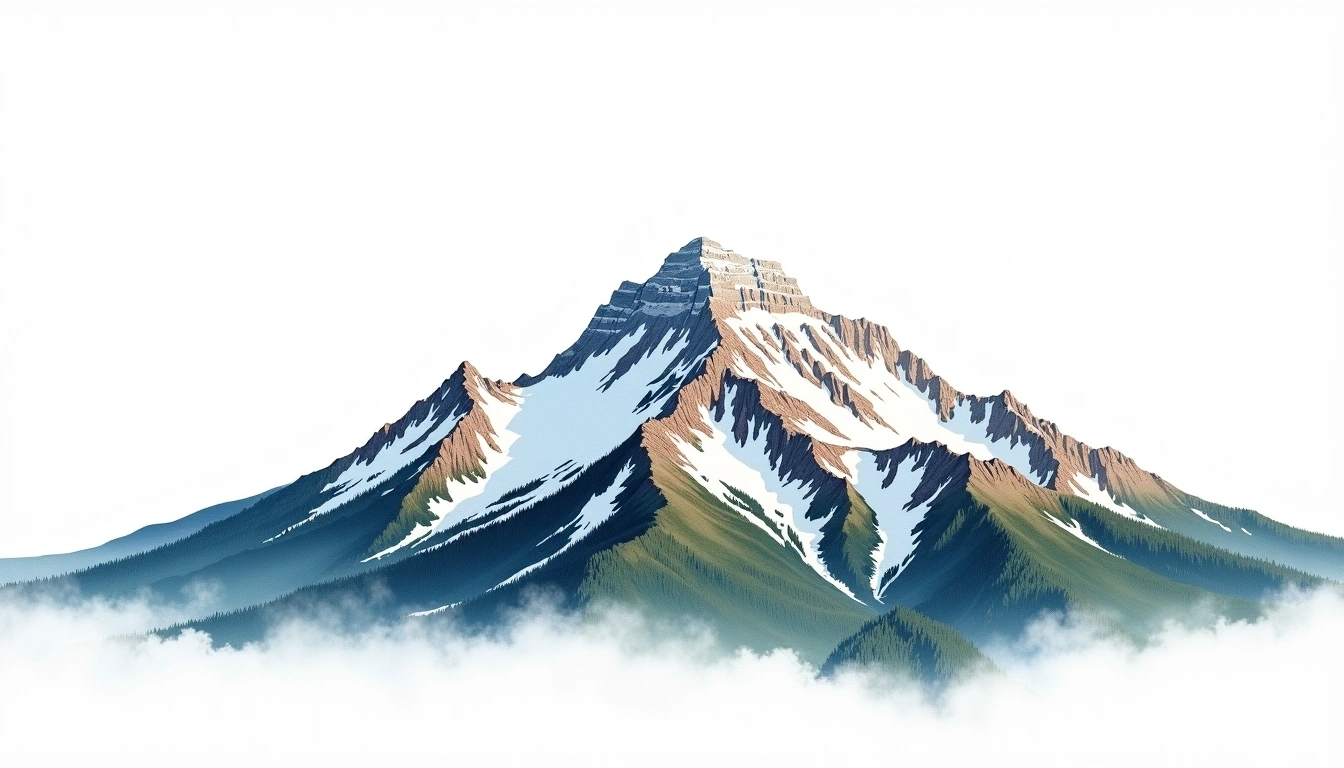 Mount Rundle — 2,949m — Canada — watercolor illustration