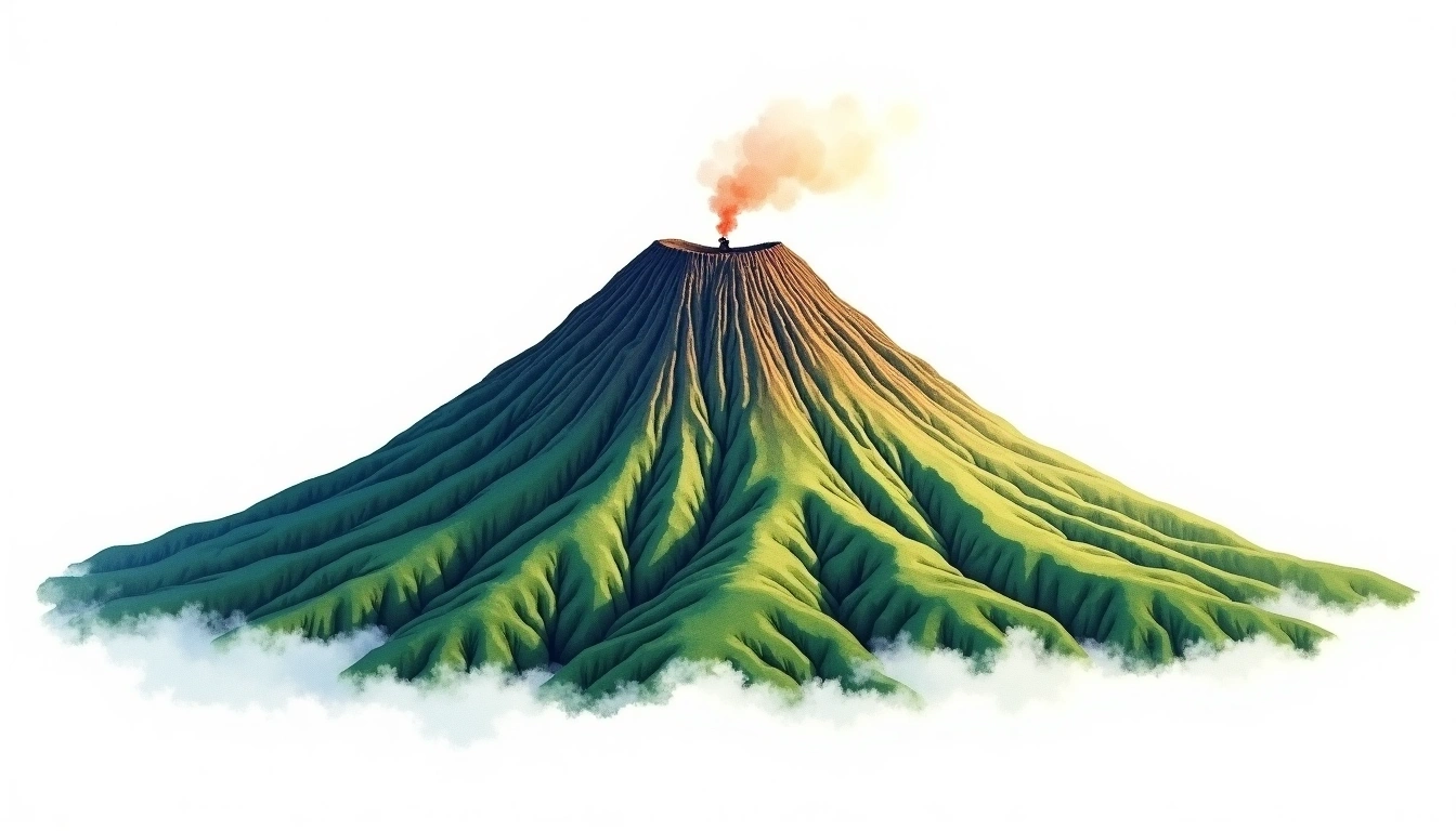 Mount Rungwe — 2,961m — Tanzania — watercolor illustration