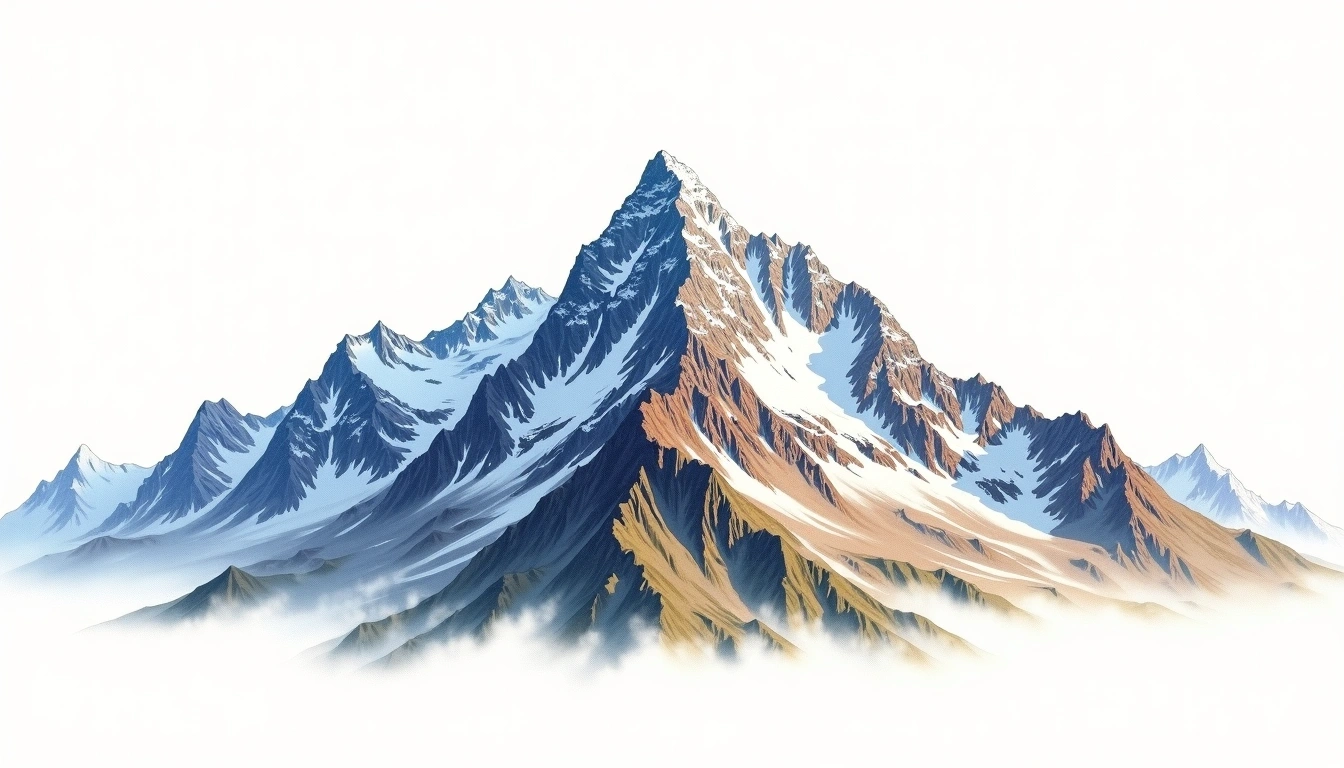 Mount Russell (AK) — 3,536m — United States — watercolor illustration