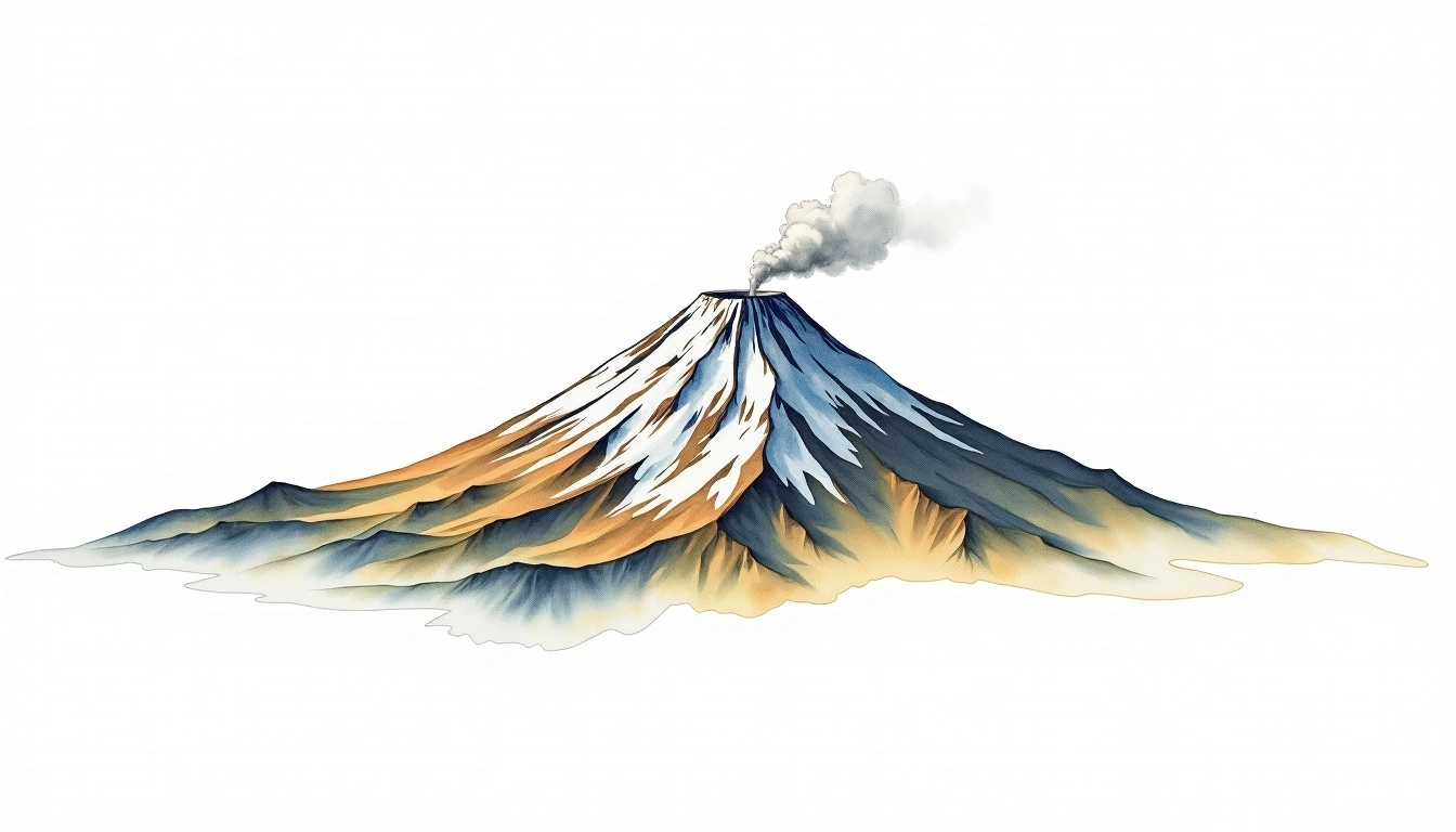 Mount Sanford — 4,949m — United States — watercolor illustration