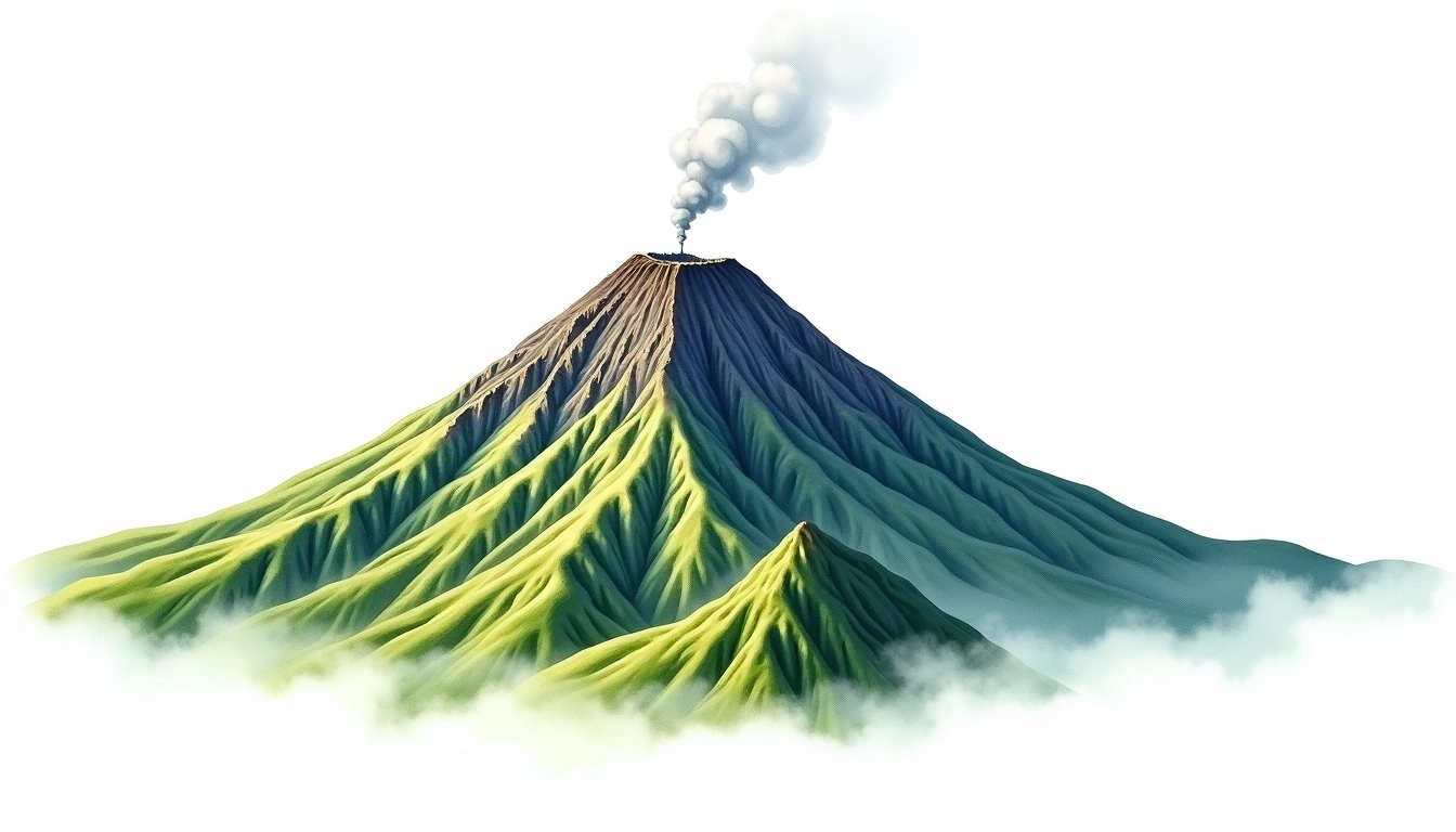 Mount Semeru — 3,676m — Indonesia — watercolor illustration