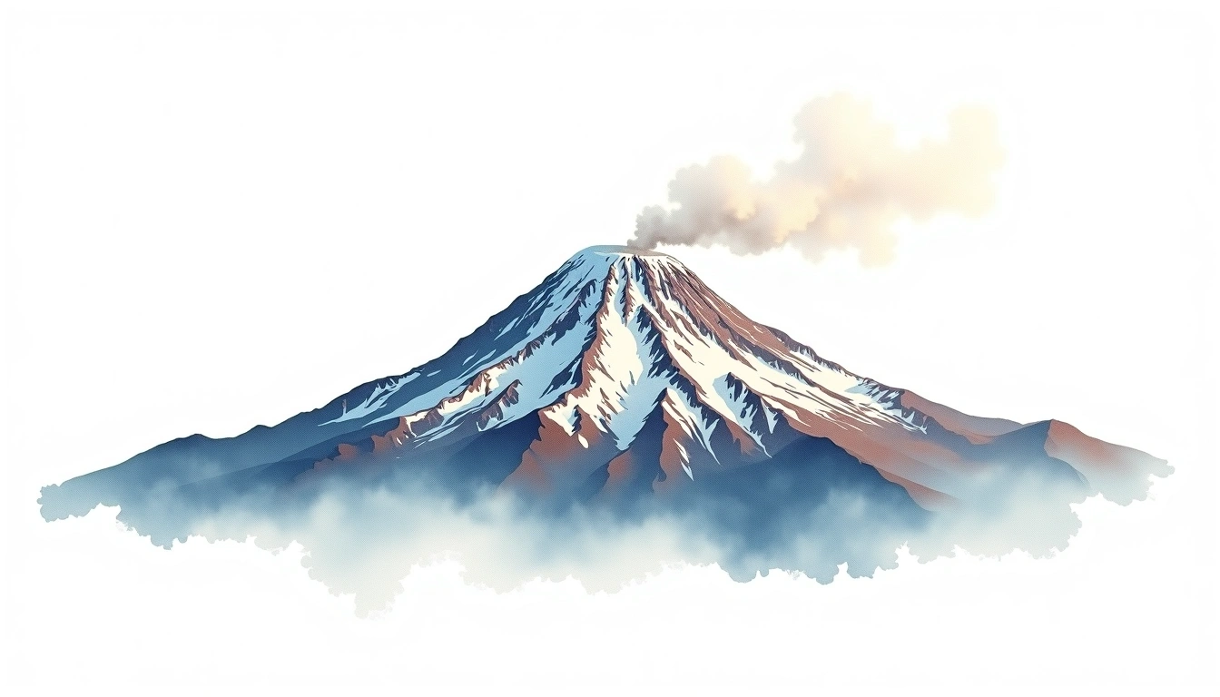 Mount Shasta — 4,322m — United States — watercolor illustration