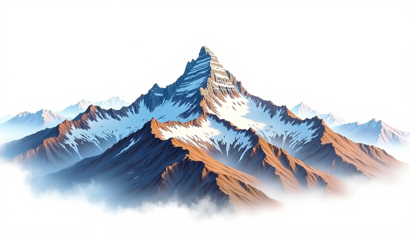 Mount Shinn — 4,661m — Antarctica — watercolor illustration