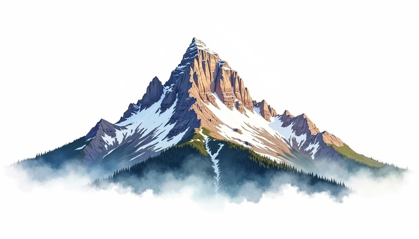 Mount Shishaldin — 2,857m — United States — watercolor illustration