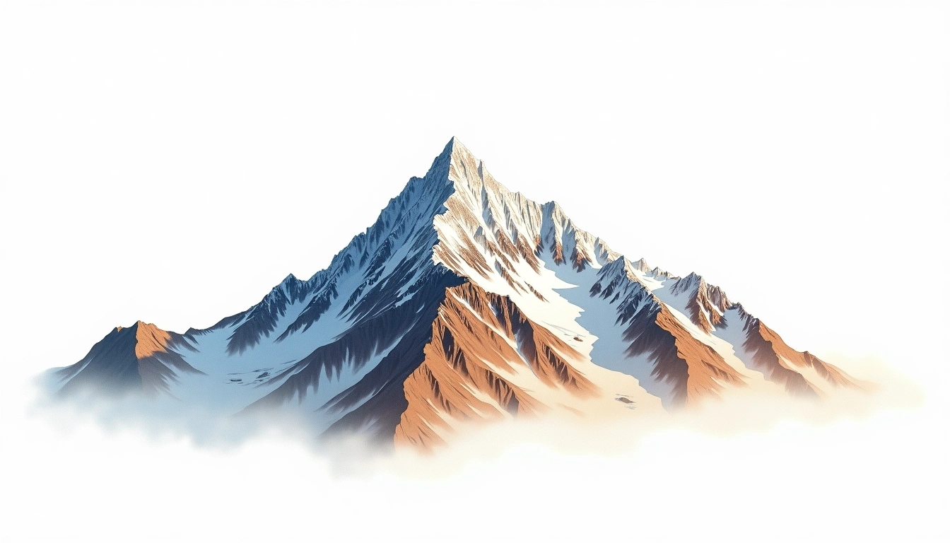 Mount Shkhara — 5,193m — Georgia — watercolor illustration