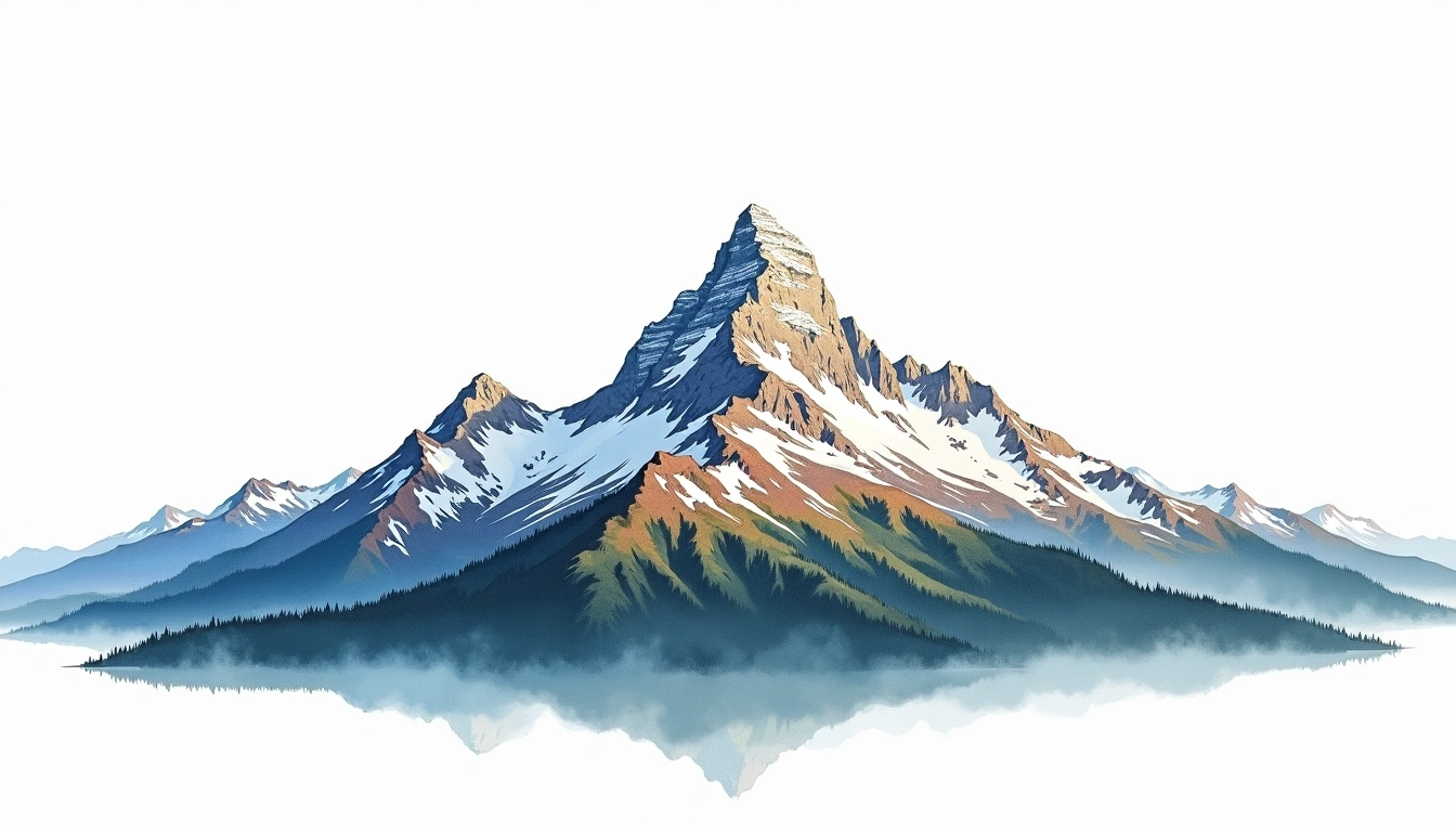 Mount Shuksan — 2,782m — United States — watercolor illustration