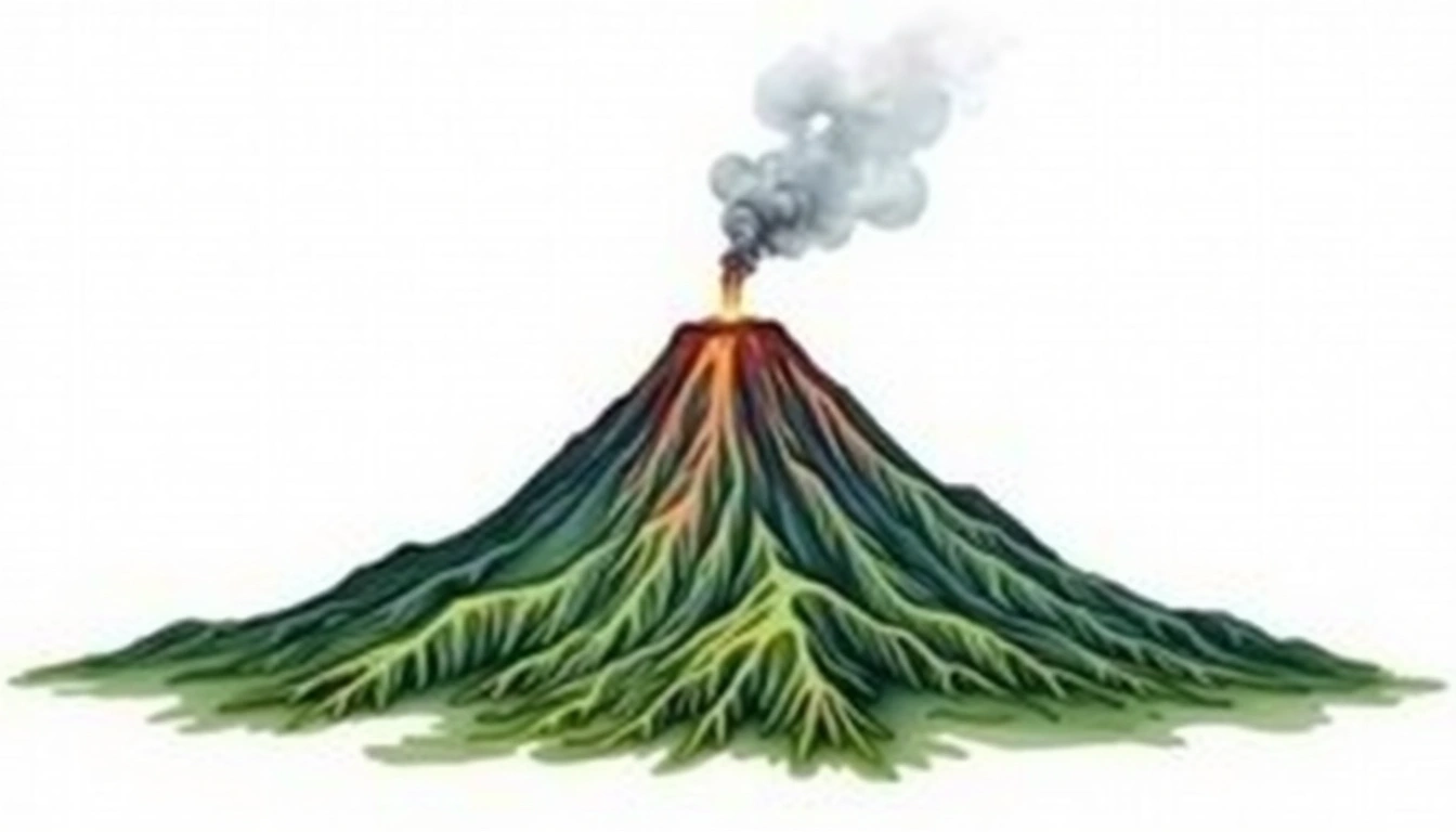 Mount Sinabung — 2,460m — Indonesia — watercolor illustration
