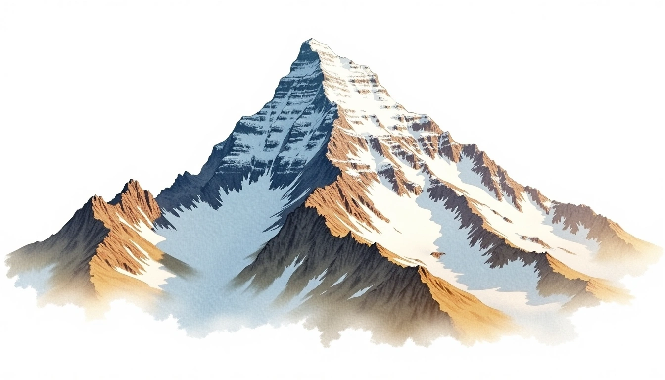 Mount Sir Alexander — 3,270m — Canada — watercolor illustration